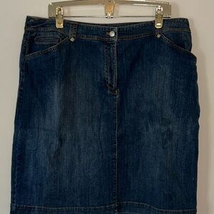 Jones New York Dark Blue Denim Midi Skirt